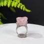 Raw Hibiscus Rose Quartz Ring Adjustable Freeform Silver S925 Handmade