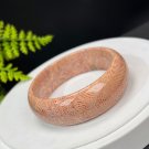 Pink Fossilized Coral Bangle 57MM Porcelain Luster Jadeification Big Flowers Phoenix Tail