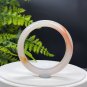 Madagascar Agate Bangle 58+MM Icy Pink White Floating Orange Celestial Eye