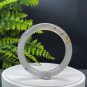 Madagascar Agate Bangle 64MM Icy Translucent Floating Flowers Light Gray Round