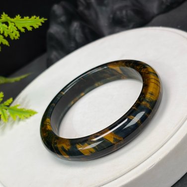 Gradient Blue Yellow Tiger's Eye Bangle 57MM Cornucopia Multi-layer