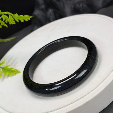 Gradient Blue Yellow Tiger's Eye Bangle 58+MM Cornucopia Meteor Striations