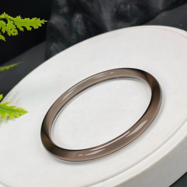 Smoky Quartz Bangle 60+MM Icy Transparent Clean Thin Round