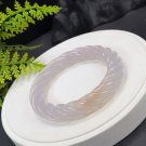 Light Purple Agate Bangle 62+MM High Icy Translucent Floating Light Honey Sugar Hand Carved Twisted