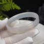 White Agate Bangle 58MM Icy Transparent Straight Cut Square Edge