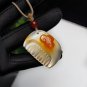 Light Champagne Honey Sugar Agate Pendant Necklace Icy Translucent Hand Carved Auspicious Cloud Comb