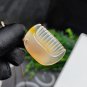 Light Champagne Honey Sugar Agate Pendant Necklace Icy Translucent Hand Carved Auspicious Cloud Comb