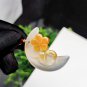 Gradient Champagne Agate Pendant Necklace Icy Transparent Hand Carved Crescent Moon Flower