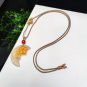 Gradient Champagne Agate Pendant Necklace Icy Transparent Hand Carved Crescent Moon Flower