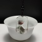 Red Green Phantom Quartz Pendant Necklace Icy Transparent Multi-layer Landscape Painting Style