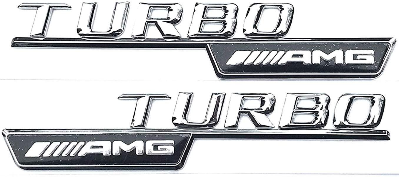 2X 2PCS  Genuine New Mercedes-Benz A 222 817 04 15 AMG TURBO Logo Side Mudguard Badge Emblem