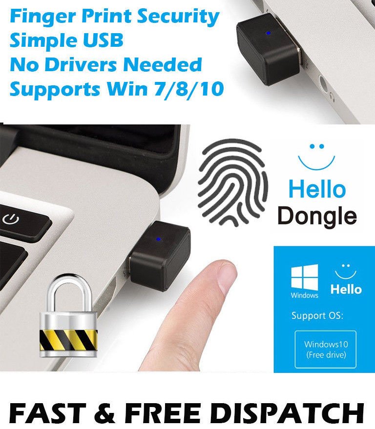 PC Fingerprint Scanner Laptop Security Key Computer USB Interface Reader Sensor Office Windows 10