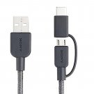 Genuine Brand New Sony USB-A to Micro USB with USB-C Adaptor- Gray CPABCP150/H