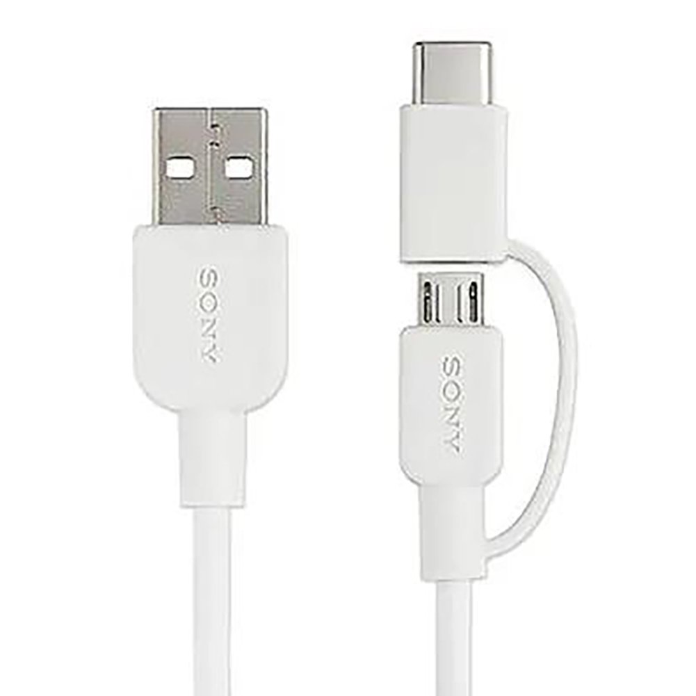 Genuine Brand New Sony USB-A to Micro USB with USB-C Adaptor- White CPABCP150/H