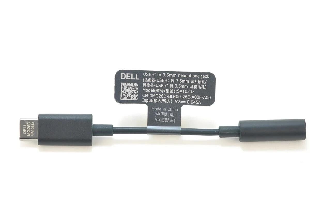 New Dell XPS USB-C to 3.5mm headphone adapter 0MG26D DBQADBC043 CX3198 SA1023z D