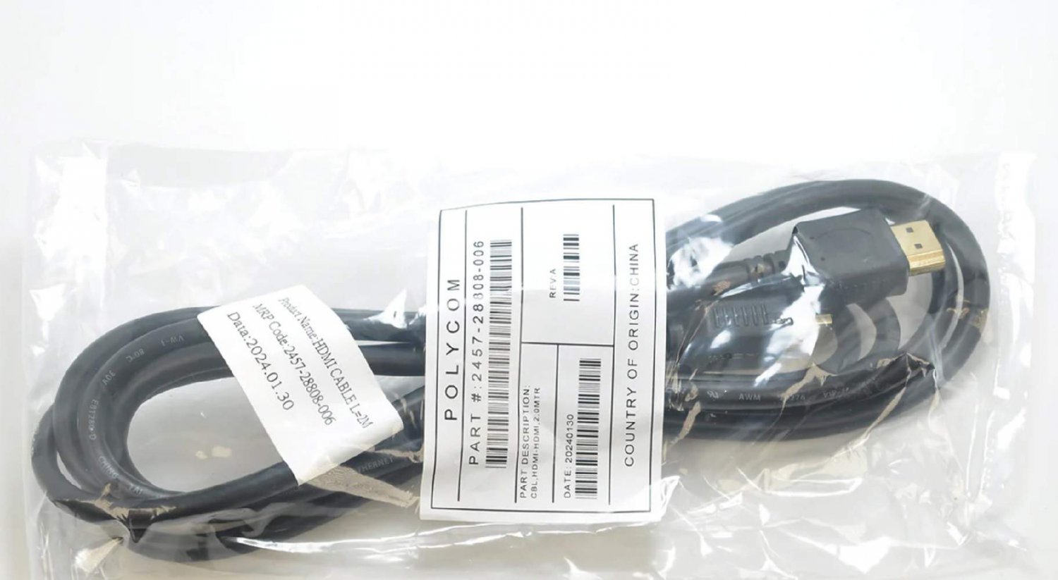 New Genuine Polycom HDX High-Speed Male-Male 6ft 2M 2457-28808-006 HDMI2.1 3D 4K
