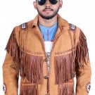 Handmade Genuine Cowhide Brown Suede Fringe Leather Jacket Men - American Real Cowboy Western Coat Handmade Genuine Cowhide Brown Suede Fringe Leather Jacket Men - American Real Cowboy Western Coat