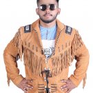 Handmade Vintage Style Brown Cowhide Suede Fringe Leather Jacket Men - American Cowboy Western Coat Handmade Vintage Style Brown Cowhide Suede Fringe Leather Jacket Men - American Cowboy Western Coat