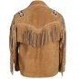 Vintage Style Handmade Brown Cowhide Suede Fringe Leather Jacket Men - American Cowboy Western Coat