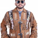 Vintage Style Handmade Cowhide Suede Fringe Leather Jacket Men - Brown American Cowboy Western Coat Vintage Style Handmade Cowhide Suede Fringe Leather Jacket Men - Brown American Cowboy Western Coat