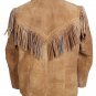 Cowhide Suede Fringe Leather Jacket Men - Handmade Vintage Style Brown American Cowboy Western Coat