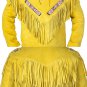 Vintage Style Yellow Cowhide Suede Fringe Leather Jacket Men - Handmade American Cowboy Western Coat
