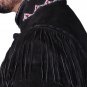 Vintage Style Black Cowhide Suede Fringe Leather Jacket Men - Handmade American Cowboy Western Coat