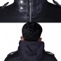 Real Sheepskin Black Leather Jacket Men - Windbreaker Motorcycle Jacket & Coat with Removable Hood
