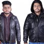 Real Sheepskin Brown Leather Jacket Men - Windbreaker Motorcycle Jacket & Coat with Removable Hood