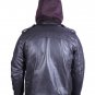 Real Sheepskin Brown Leather Jacket Men - Windbreaker Motorcycle Jacket & Coat with Removable Hood