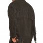 Cowhide Suede Fringe Leather Jacket Men - Handmade Vintage Style Brown & Black American Western Coat