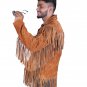 Cowhide Suede Fringe Leather Jacket Men - Handmade Vintage Style Brown & Black American Western Coat