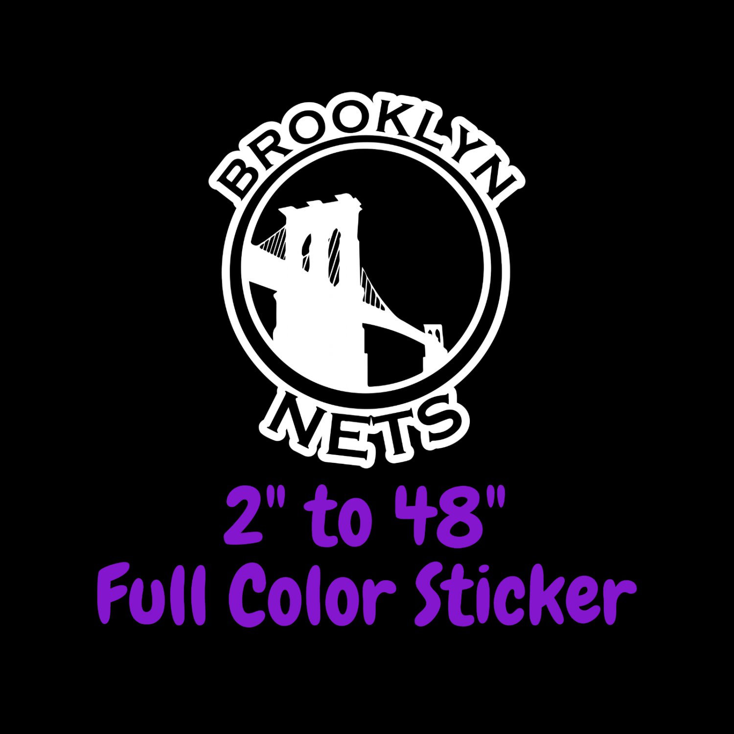 Brooklyn Nets Full Color Vinyl Decal | Hydroflask decal | Cornhole decal 1