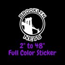 Brooklyn Nets Full Color Vinyl Decal | Hydroflask decal | Cornhole decal 1
