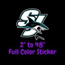 San Jose Sharks Full Color Vinyl Decal | Hydroflask decal | Cornhole decal 2