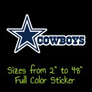 Dallas Cowboys Full Color Vinyl Decal | Hydroflask decal | Cornhole decal 11