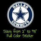 Dallas Cowboys Full Color Vinyl Decal | Hydroflask decal | Cornhole decal 3