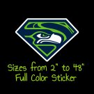 Seattle Seahawks Full Color Vinyl Decal | Hydroflask decal | Cornhole decal 12