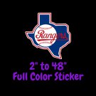 Texas Rangers Full Color Vinyl Decal | Hydroflask decal | Cornhole decal 1