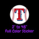 Texas Rangers Full Color Vinyl Decal | Hydroflask decal | Cornhole decal 2
