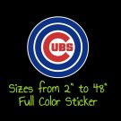 Chicago Cubs Full Color Vinyl Decal | Hydroflask decal | Cornhole decal 12