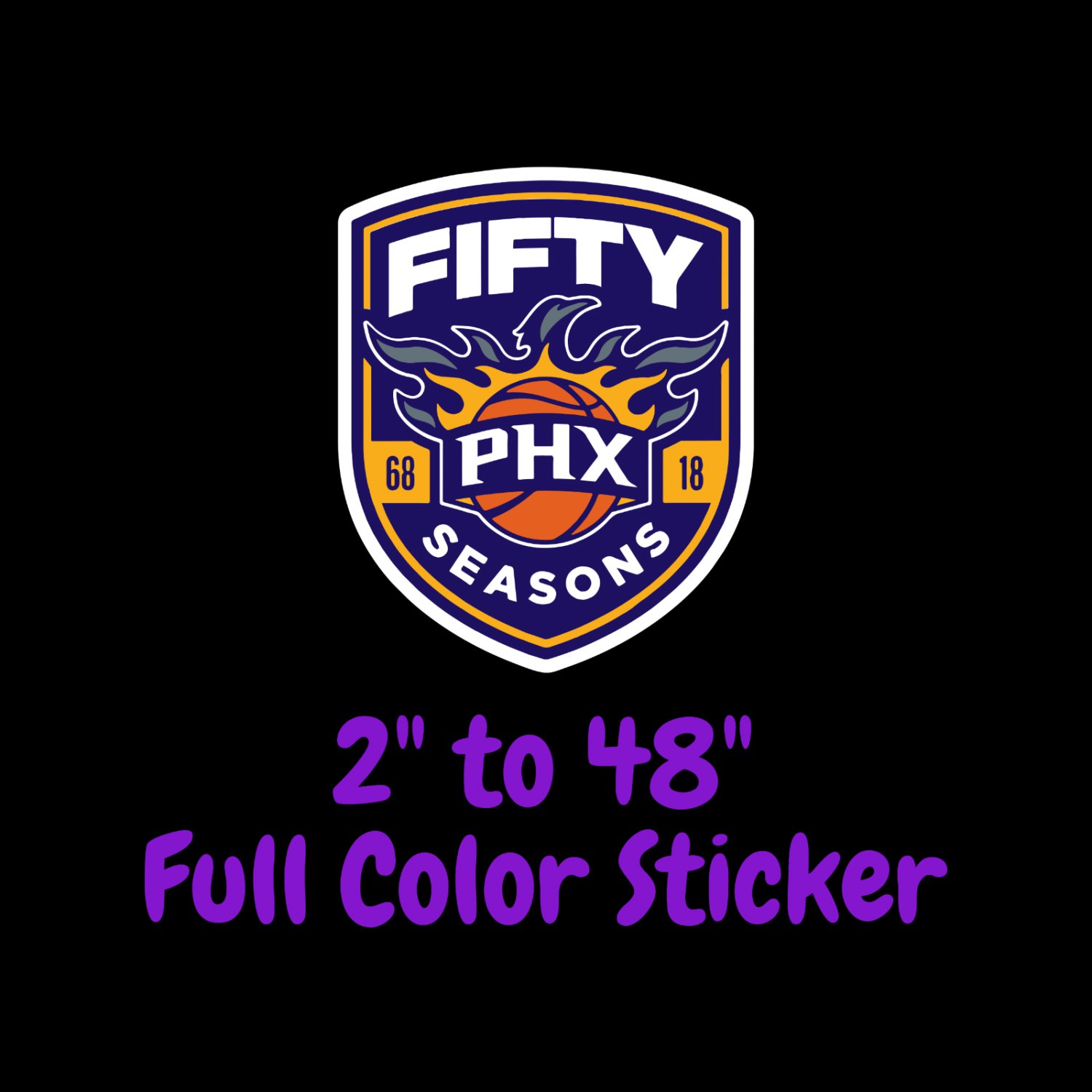 Phoenix Suns Full Color Vinyl Decal | Hydroflask decal | Cornhole decal 2