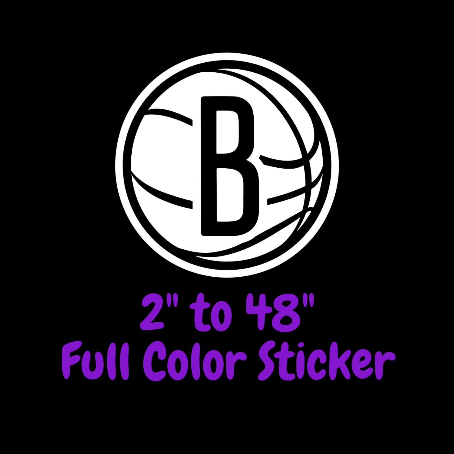 Brooklyn Nets Full Color Vinyl Decal | Hydroflask decal | Cornhole decal 5