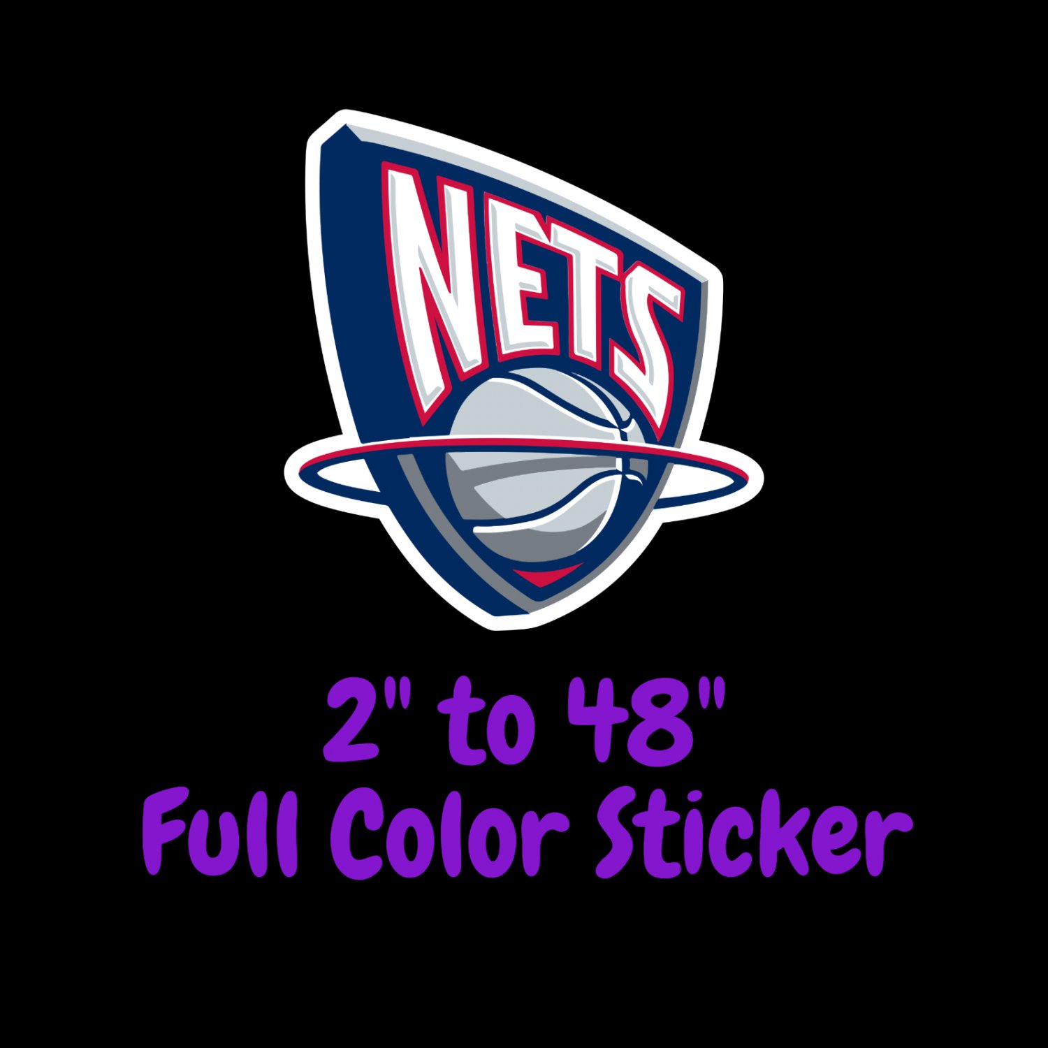 Brooklyn Nets Full Color Vinyl Decal | Hydroflask decal | Cornhole decal 6