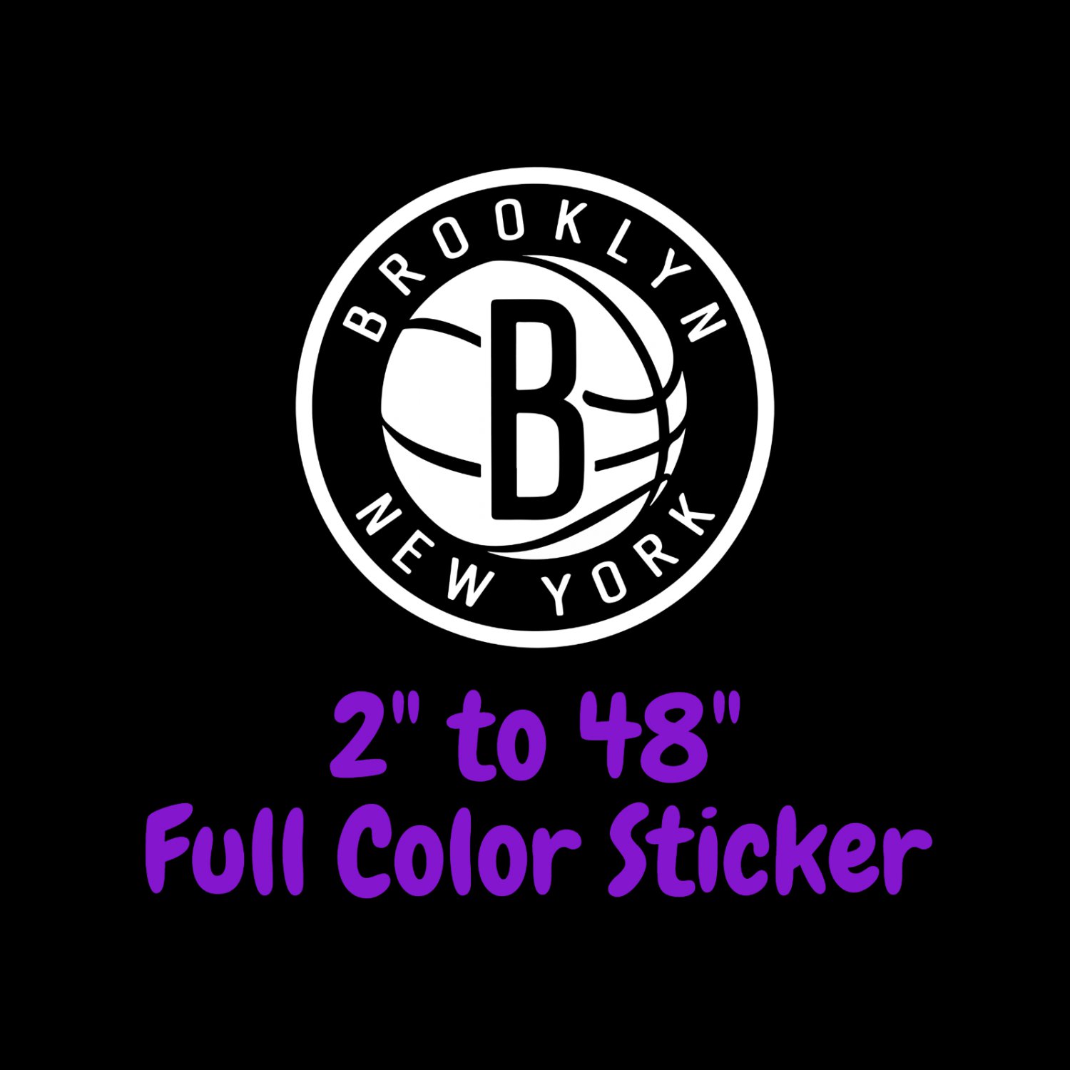 Brooklyn Nets Full Color Vinyl Decal | Hydroflask decal | Cornhole decal 3