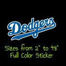 Los Angeles Dodgers Full Color Vinyl Decal | Hydroflask decal Cornhole decal 13