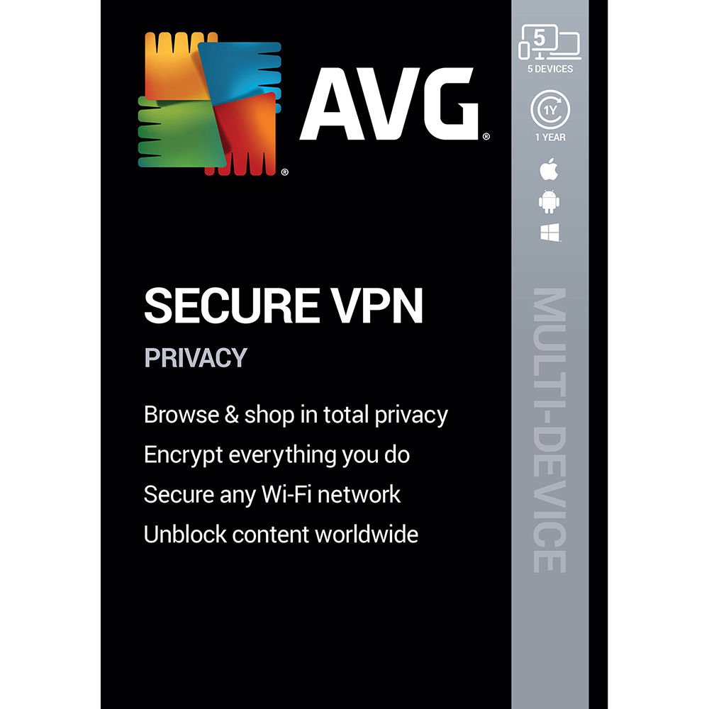 AVG Secure VPN 5 Users 1 Year Global Instant delivery Download