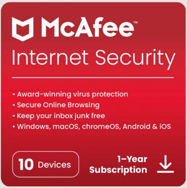 McAfee Internet Security 10 Devices/ PC/ Users 1 Year Global Instant delivery Download
