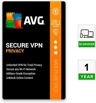 AVG Secure VPN 10 Devices/ PC/ Users 1 Year Global Instant delivery Download