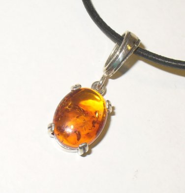 Baltic Amber in Solid Sterling Silver Pendant Necklace